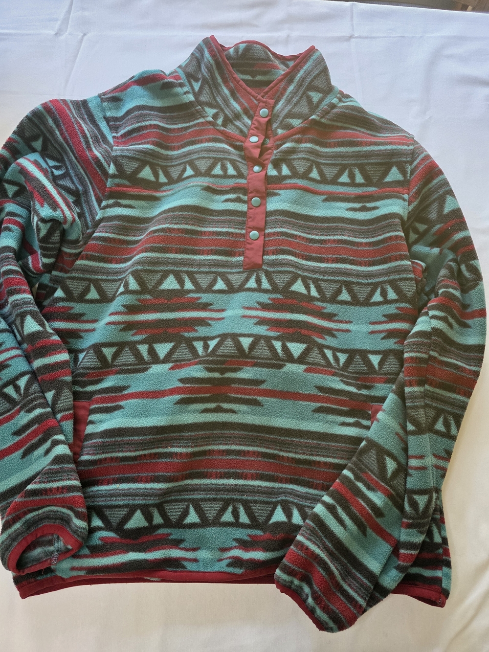 Cinch Women's Aztec Fleece Snap-Front Pullover - Teal & Red